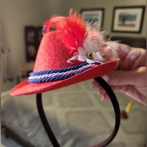 Red Feathered Mini Hat Headband